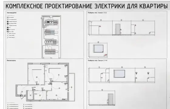 Проект электрики квартиры с планом розеток, выключателей и щита